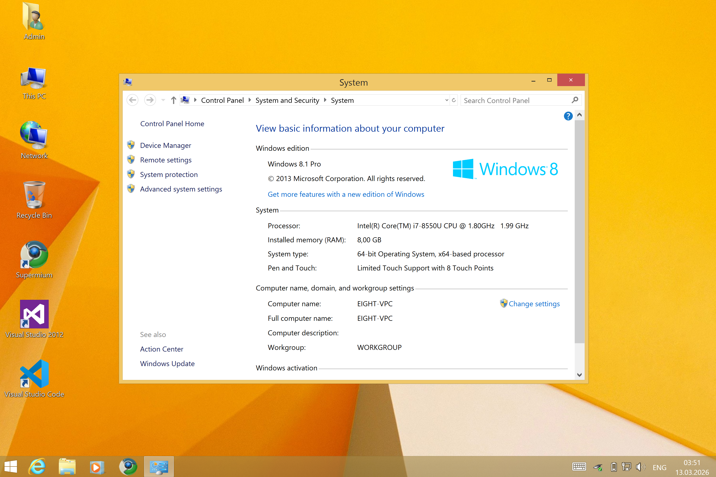 Windows 8.1: stock
