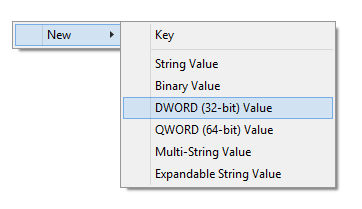 New DWORD Value